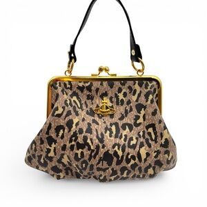 Vivienne Westwood Leopard Print Granny Frame Crossbody Bag With Gold Orb